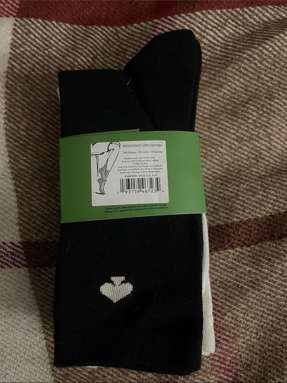kate spade Crew Socks with Pink and Black Dog Character Motif 3 pairs NWT - Picture 3 of 4